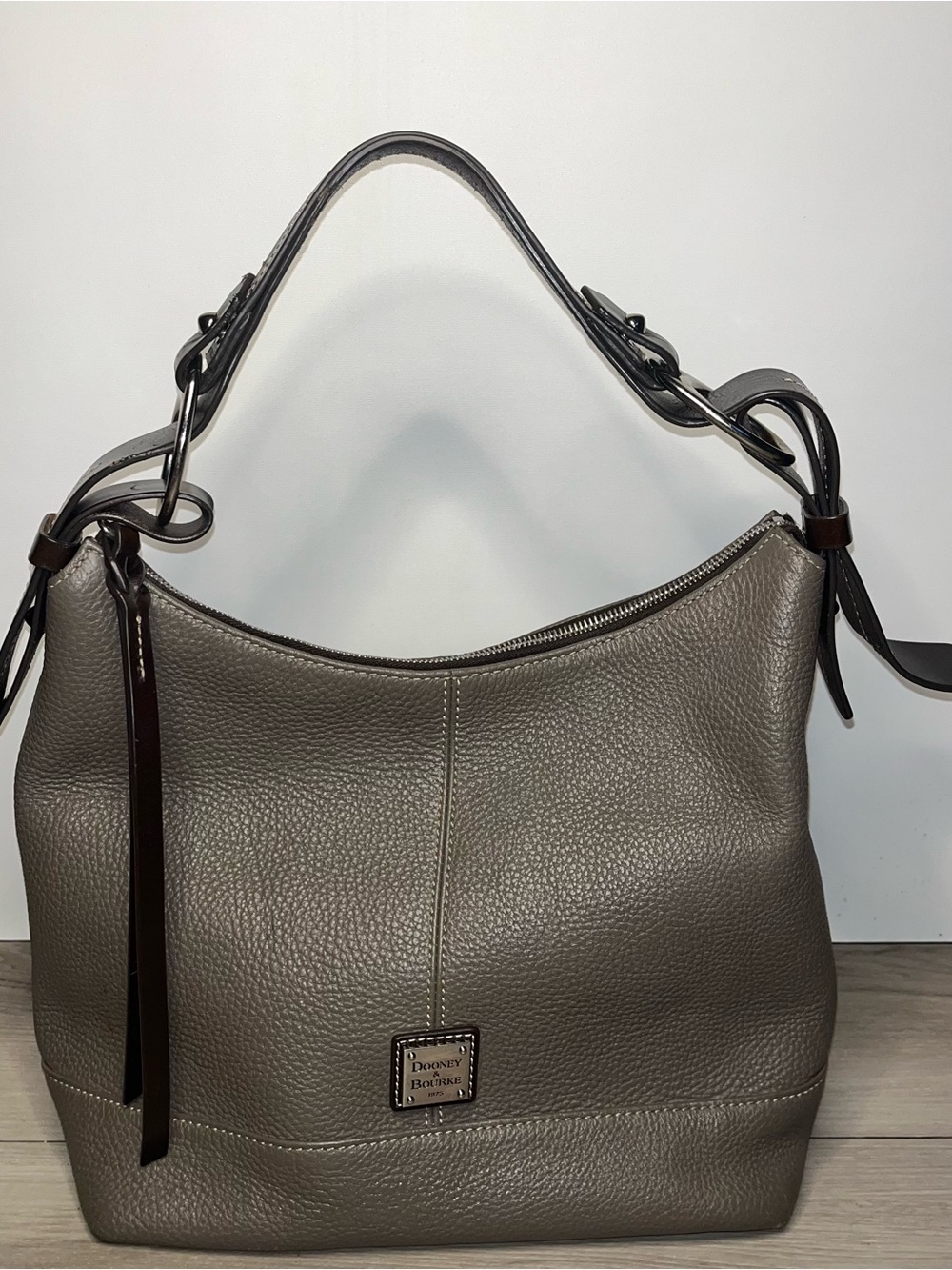 Dooney & Bourke Pebbled Leather Hobo in Dark Gray